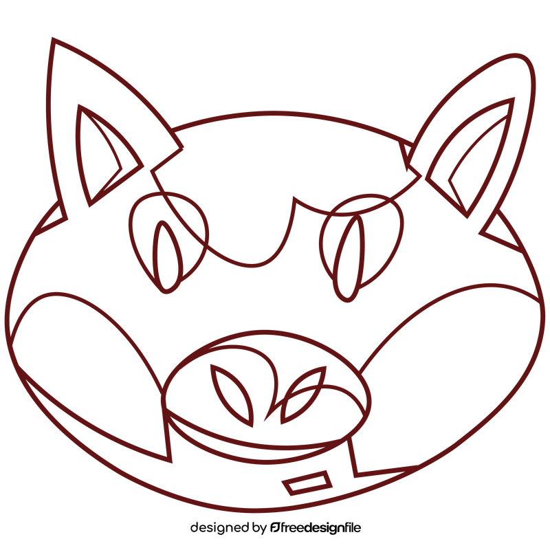 Cartoon pig head black and white clipart