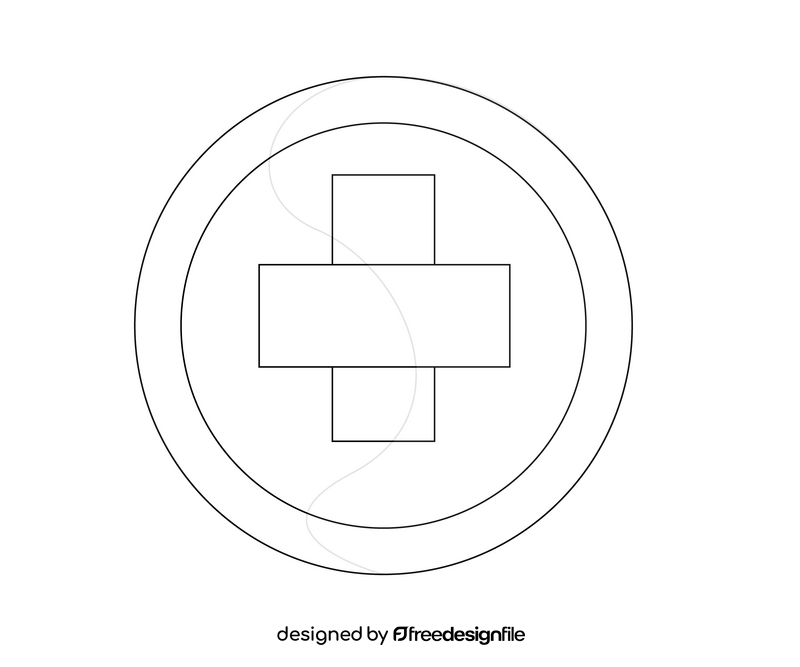 Cartoon medical cross symbol black and white clipart