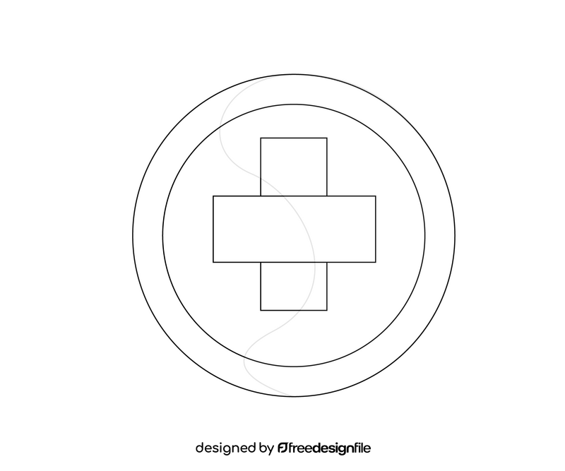 Medical cross symbol illustration black and white clipart