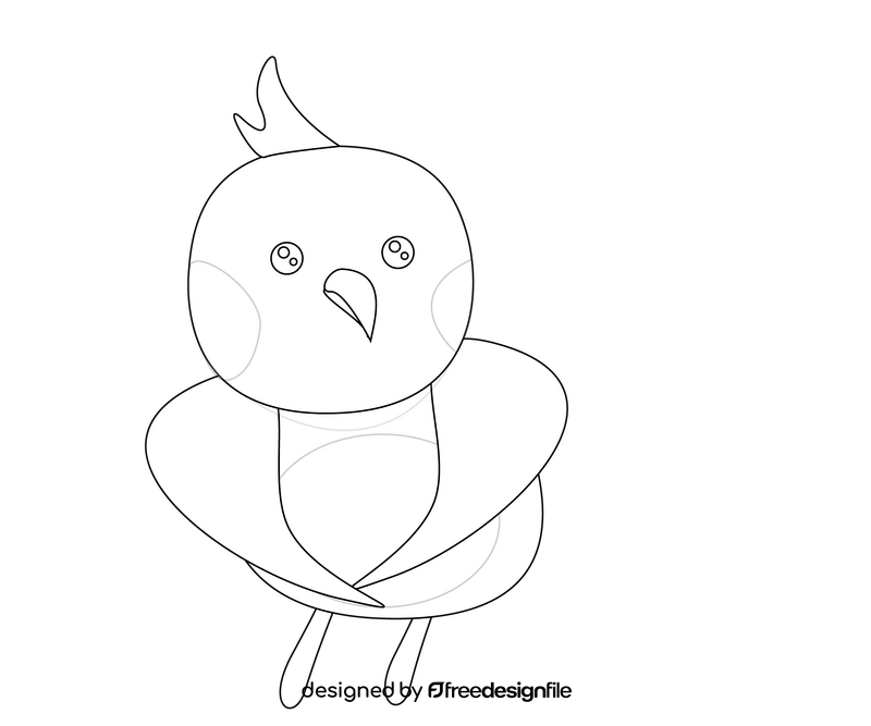 Cute parrot black and white clipart