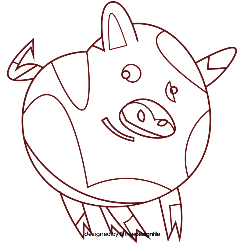 Pig cartoon black and white clipart