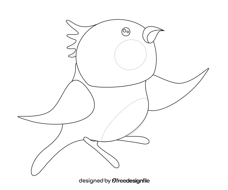 Cartoon parrot black and white clipart