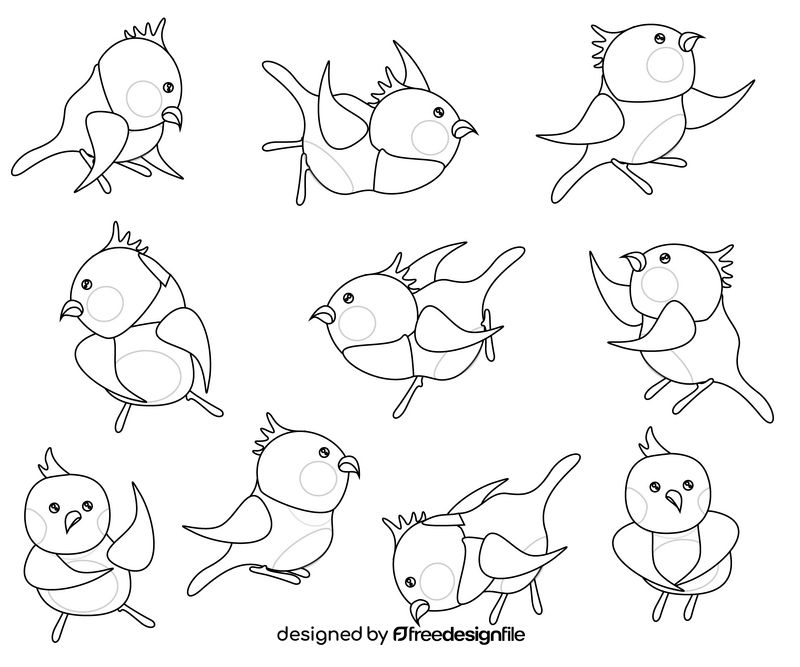 Light yellow cute parrots black and white vector