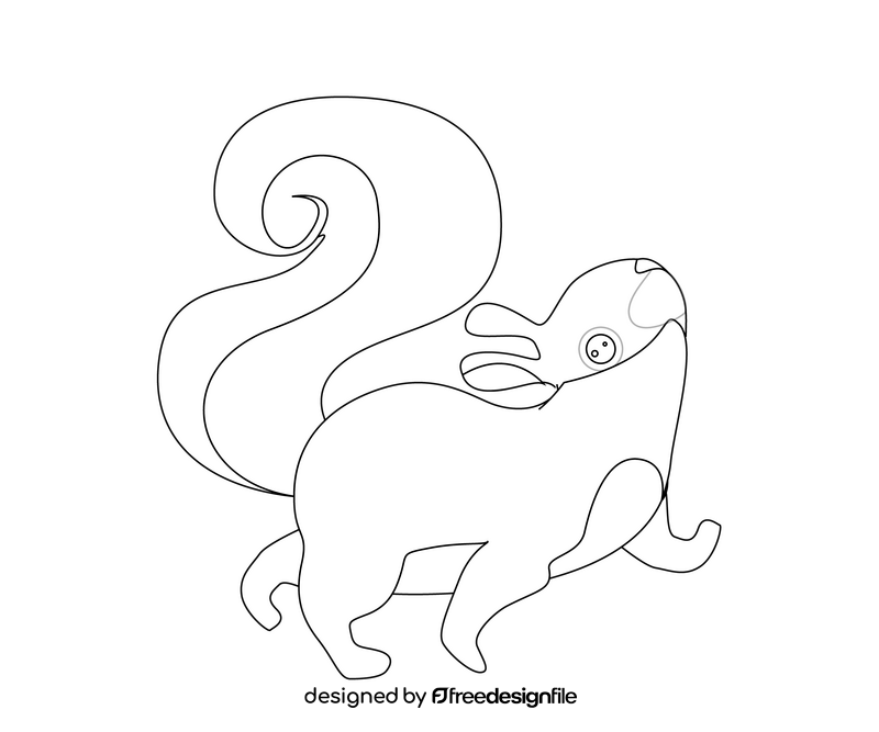 Cute squirrel walking black and white clipart