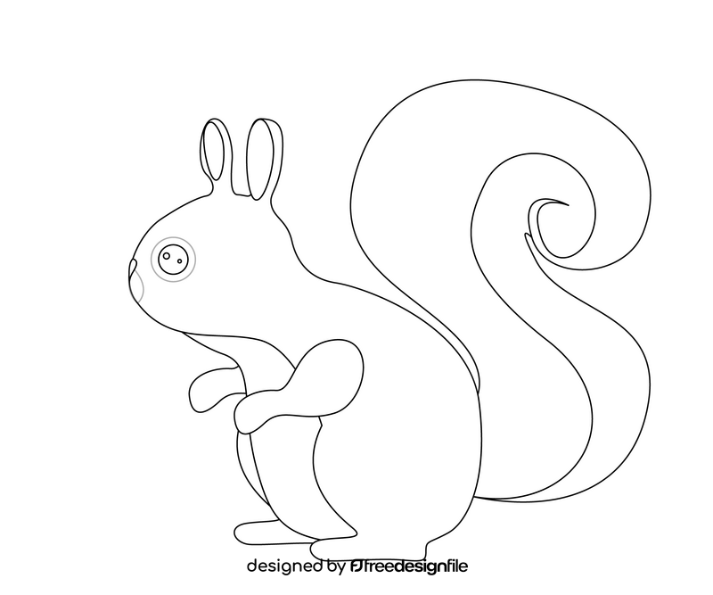 Sitting squirrel black and white clipart