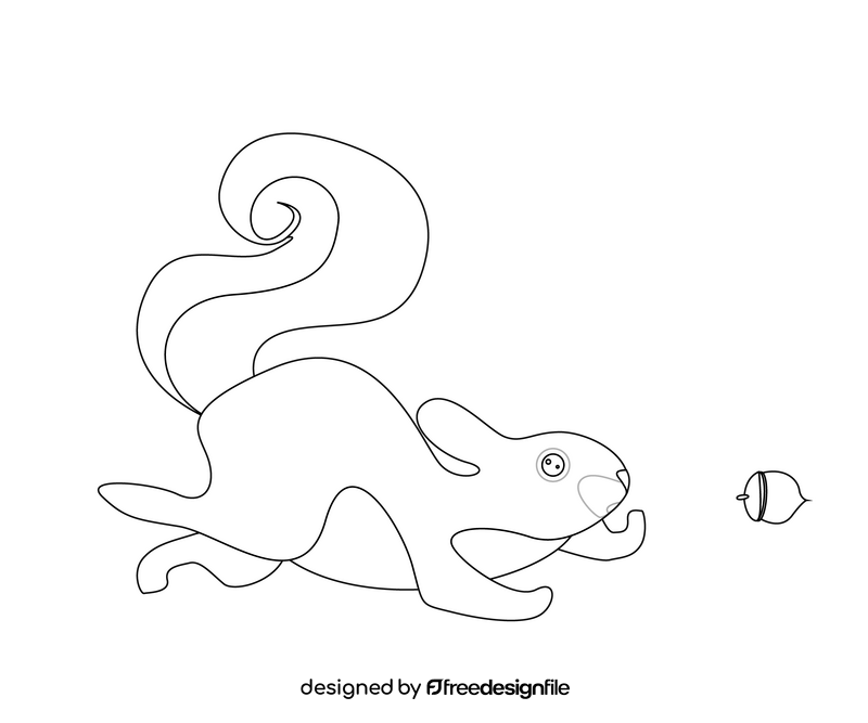 Free squirrel with nuts black and white clipart