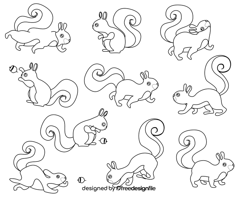 Squirrels free black and white vector