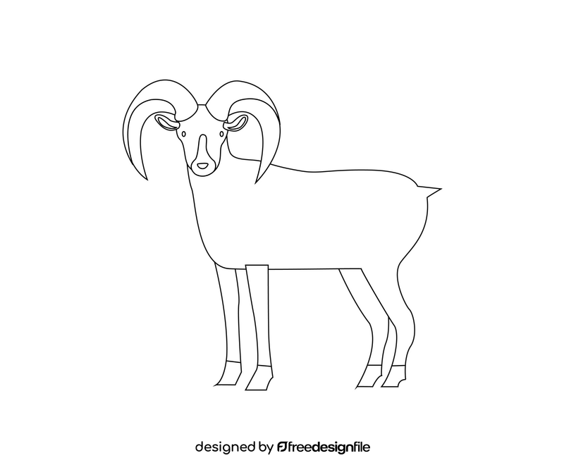 Cartoon goat black and white clipart