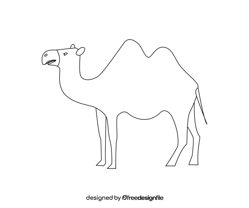 Cartoon camel black and white clipart