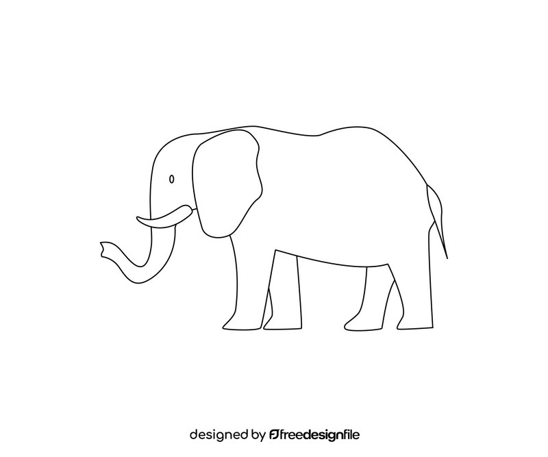 Elephant illustration black and white clipart