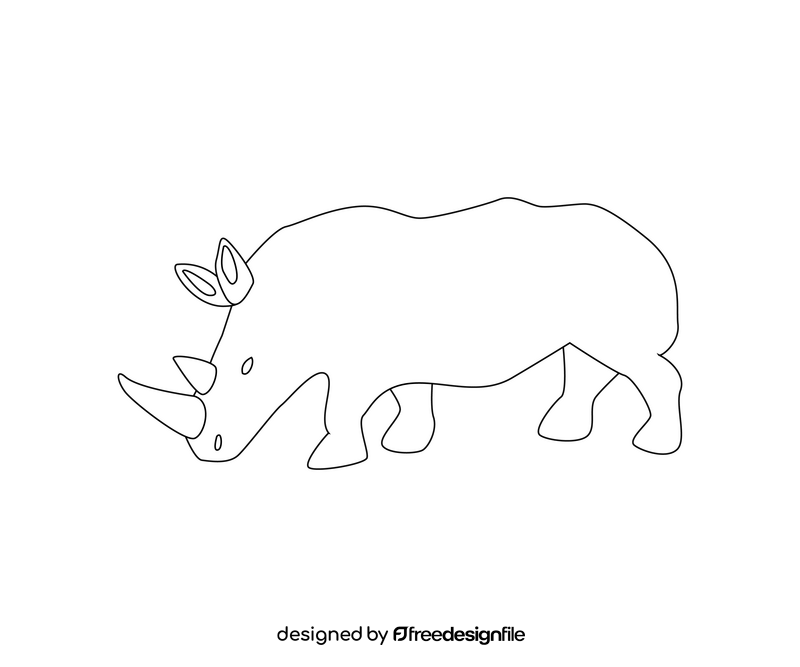 Cartoon rhinoceros black and white clipart