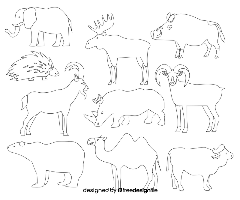 Wild animals black and white vector