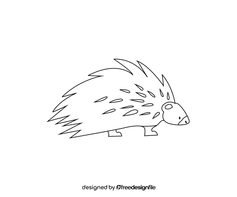 Free porcupine black and white clipart