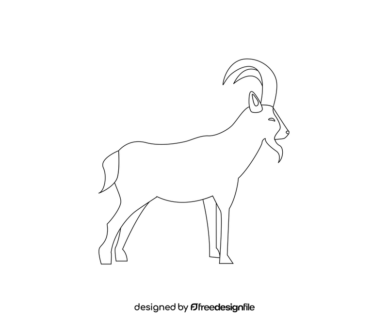 Cartoon mountain goat black and white clipart