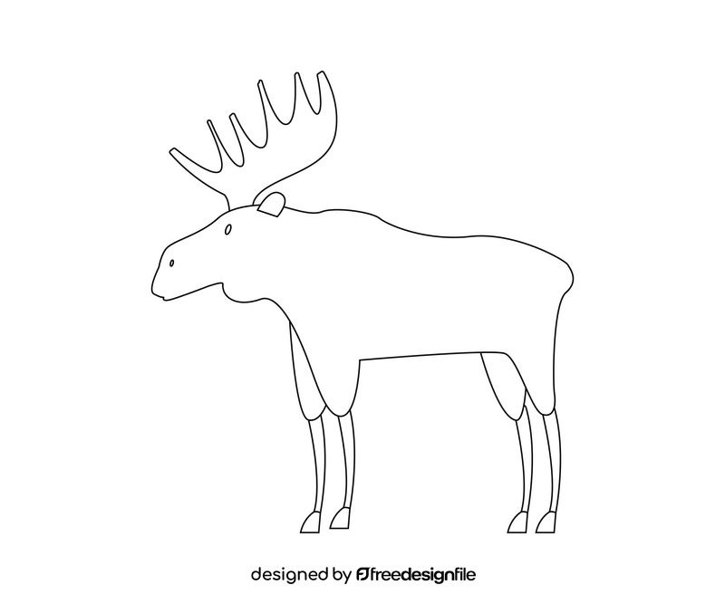 Moose drawing black and white clipart