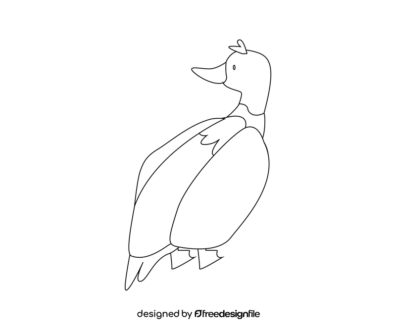 Mallard duck illustration black and white clipart