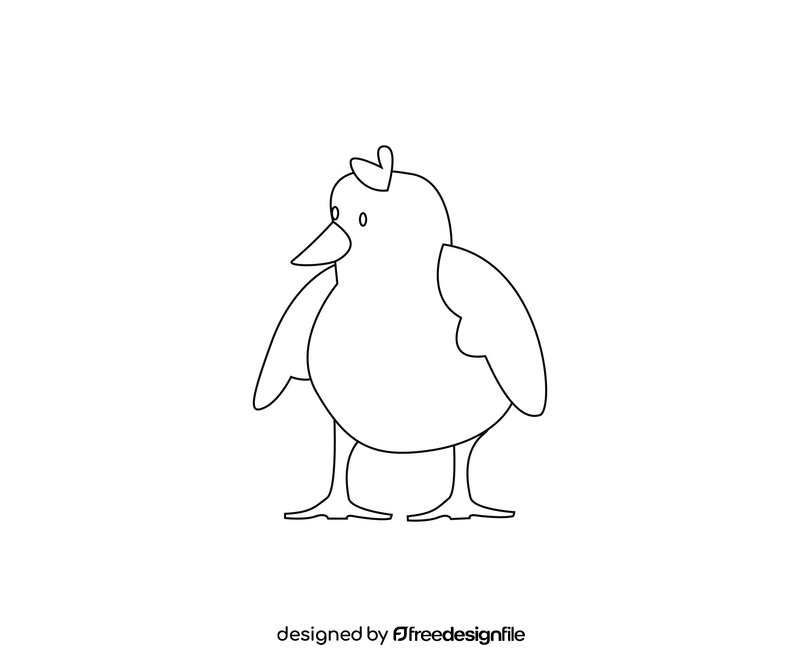 Cartoon duckling black and white clipart