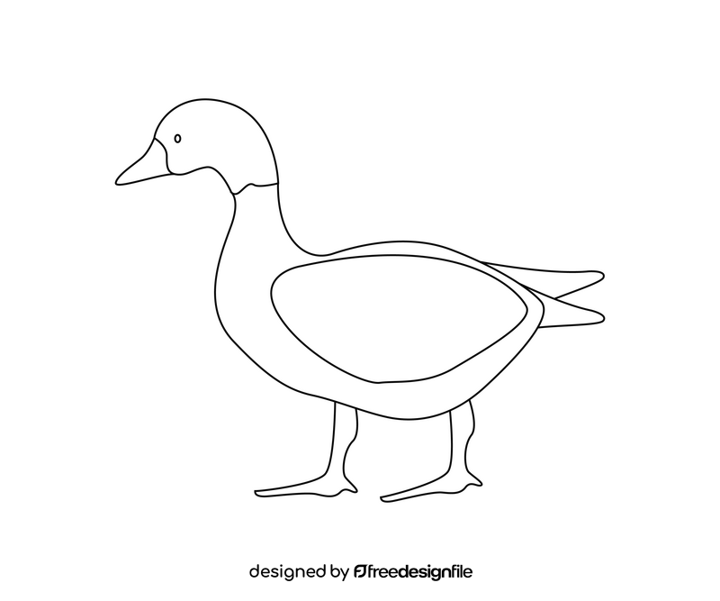 Free wild duck black and white clipart