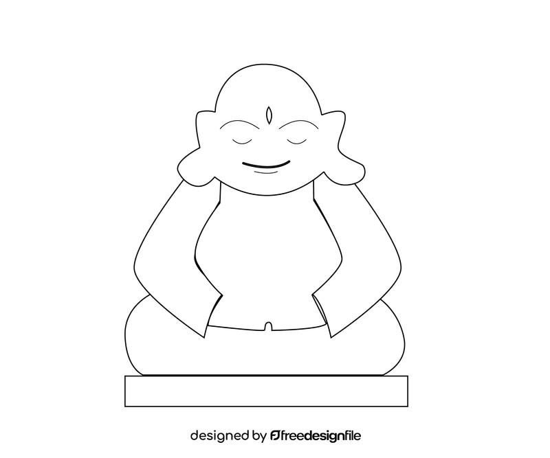 Cartoon chinese buddha black and white clipart