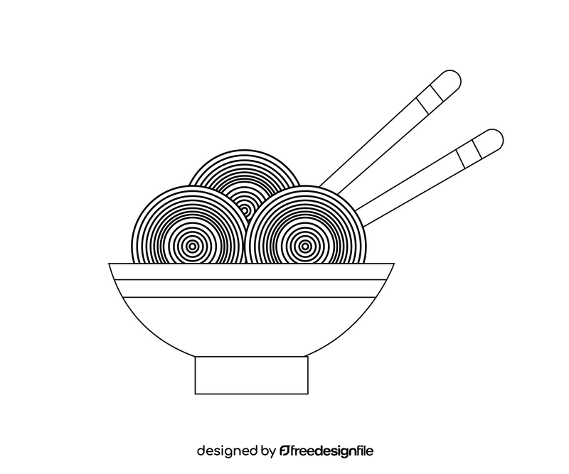 Chinese noodles and sticks black and white clipart