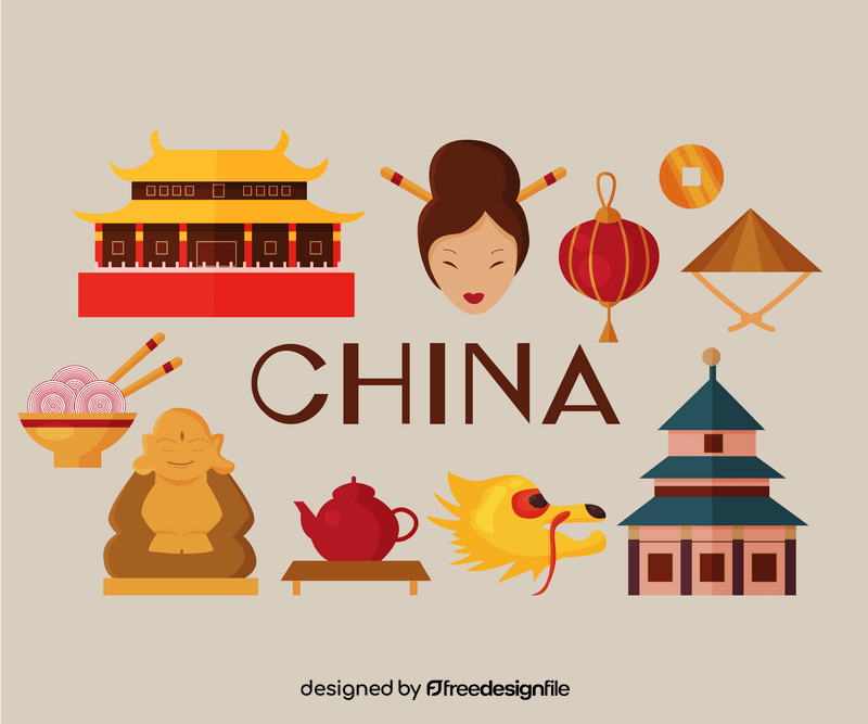 Chinese icons vector