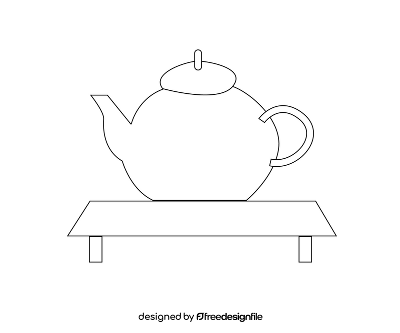 Chinese teapot black and white clipart