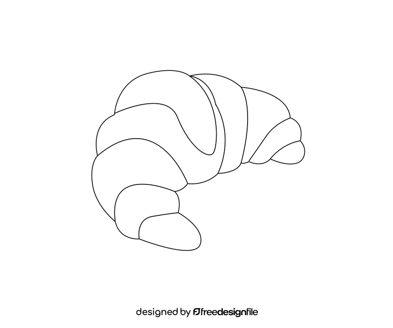 French croissant illustration black and white clipart
