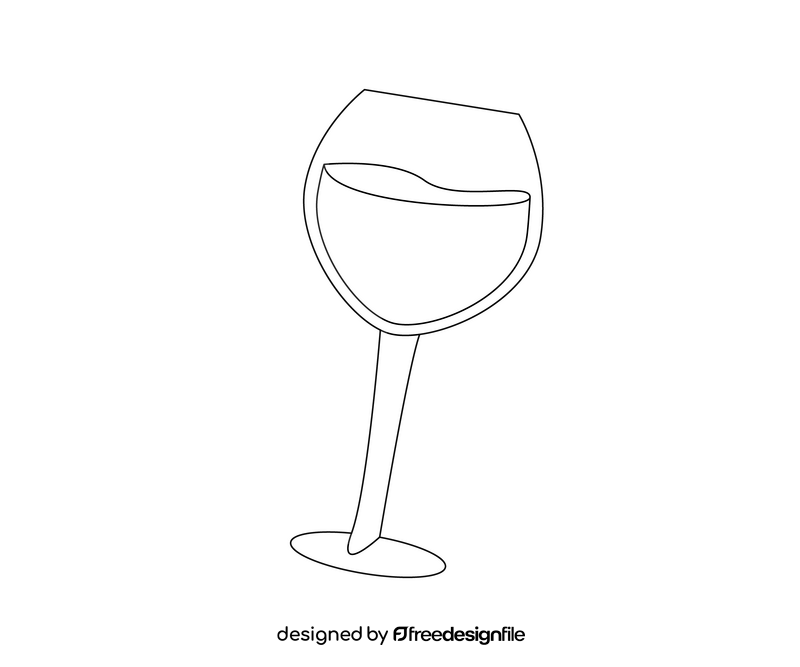 Glass of wine drawing black and white clipart