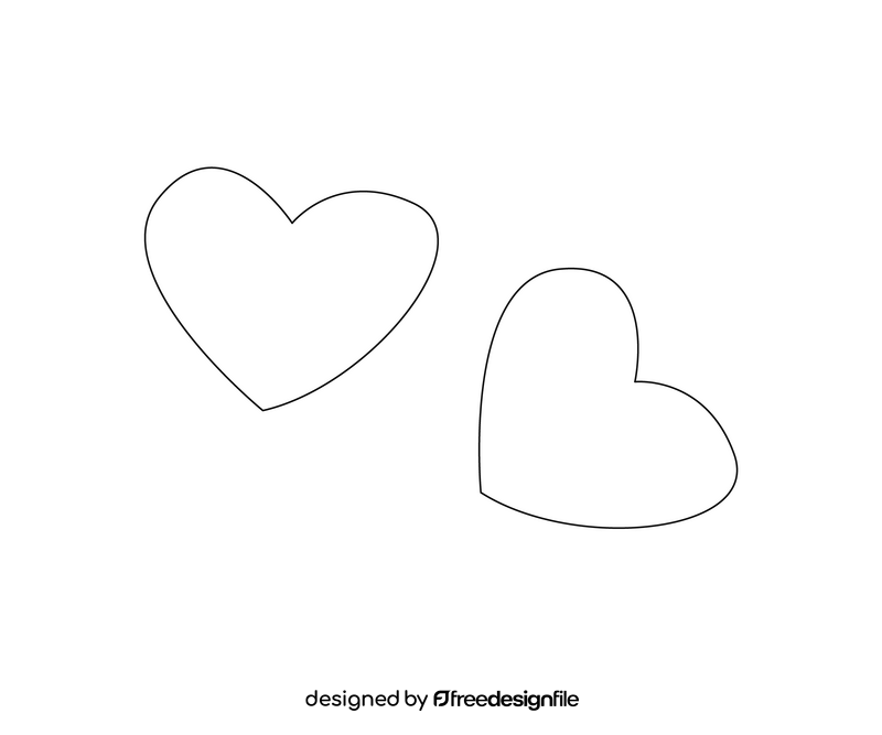 Romantic hearts black and white clipart