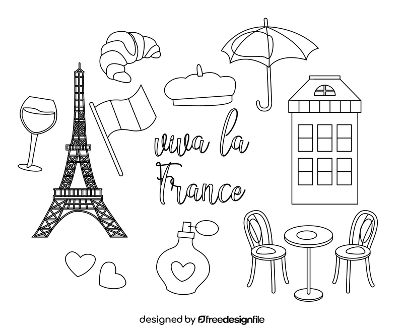 France icons black and white vector