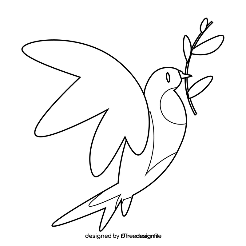 Pigeon peace drawing black and white clipart