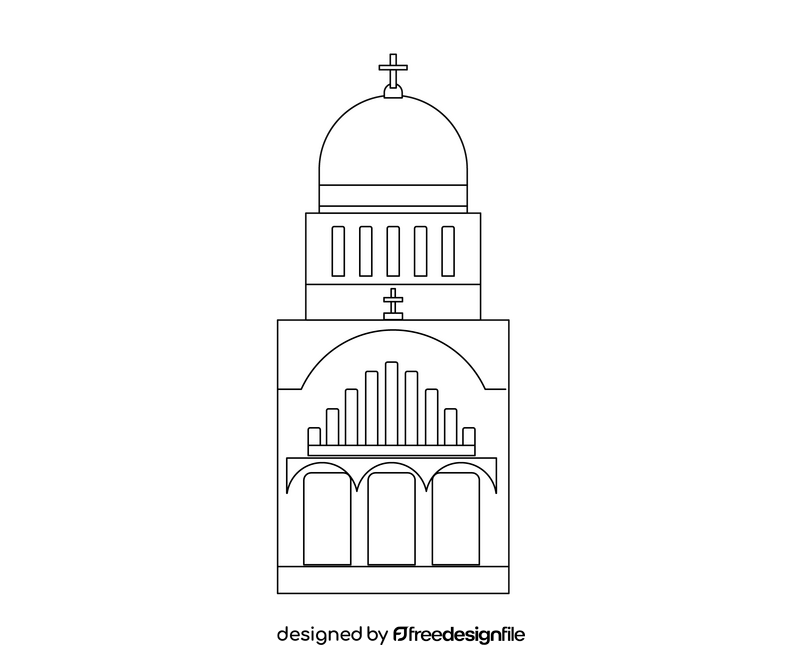 Greek temple black and white clipart