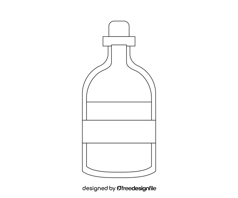 Glass bottle black and white clipart