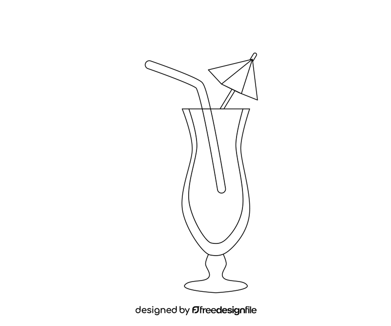 Hawaii cocktail illustration black and white clipart