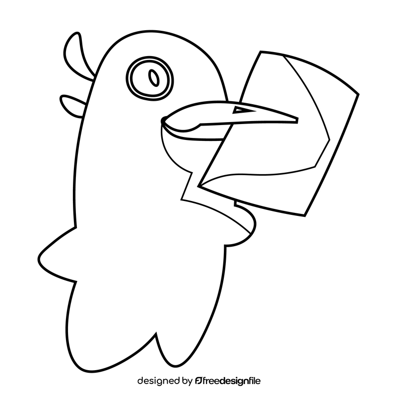 Pigeon with letter black and white clipart