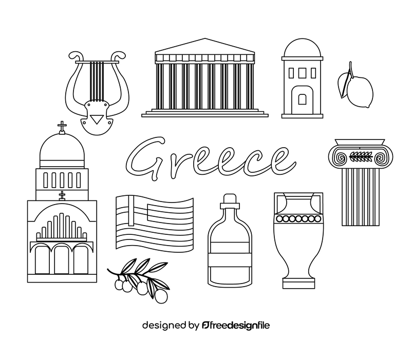 Greece black and white vector