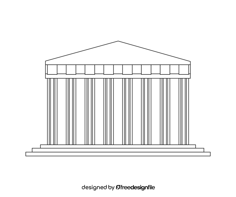 Greek Ancient Roman temples icon black and white clipart