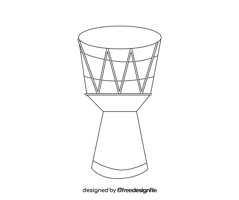 Cartoon hawaiian drum black and white clipart