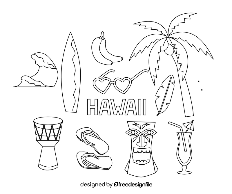 Hawaii black and white vector free download