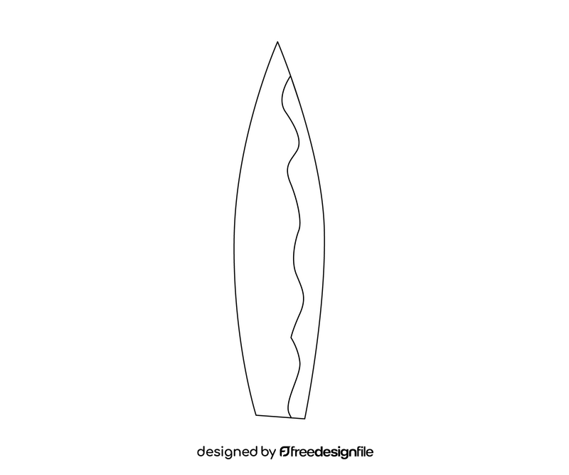 Surfboard black and white clipart