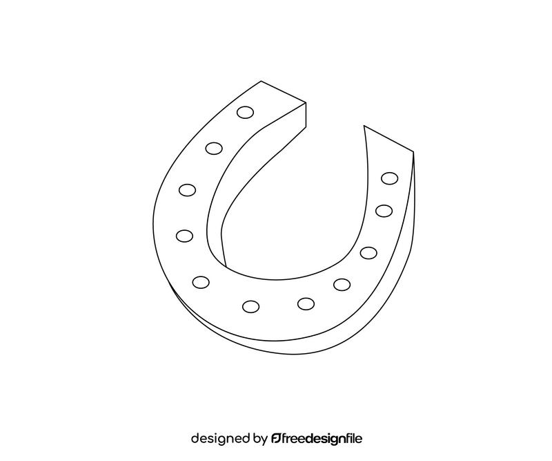 Horseshoe illustration black and white clipart