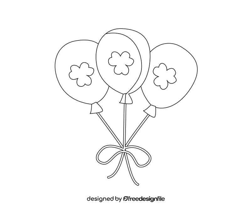 Ireland flag balloons black and white clipart