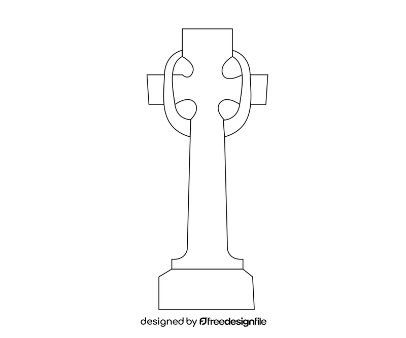 Cartoon Irish cross black and white clipart