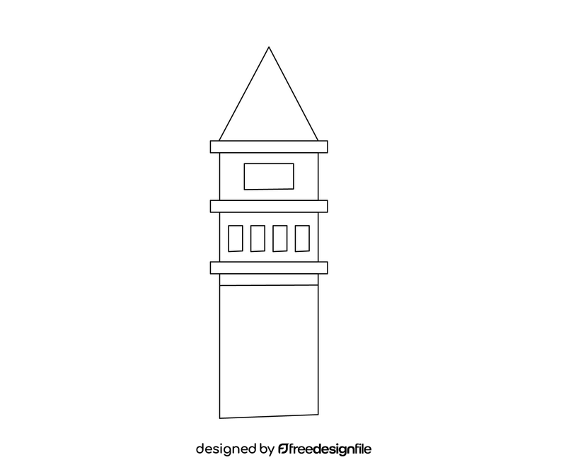 Italian tower illustration black and white clipart