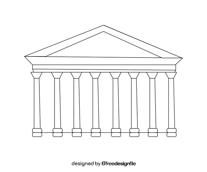 Ancient italian temple black and white clipart