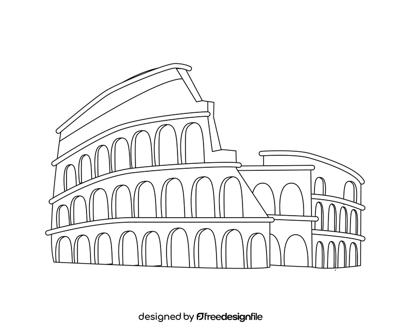 Colosseum, Rome, Italy black and white clipart