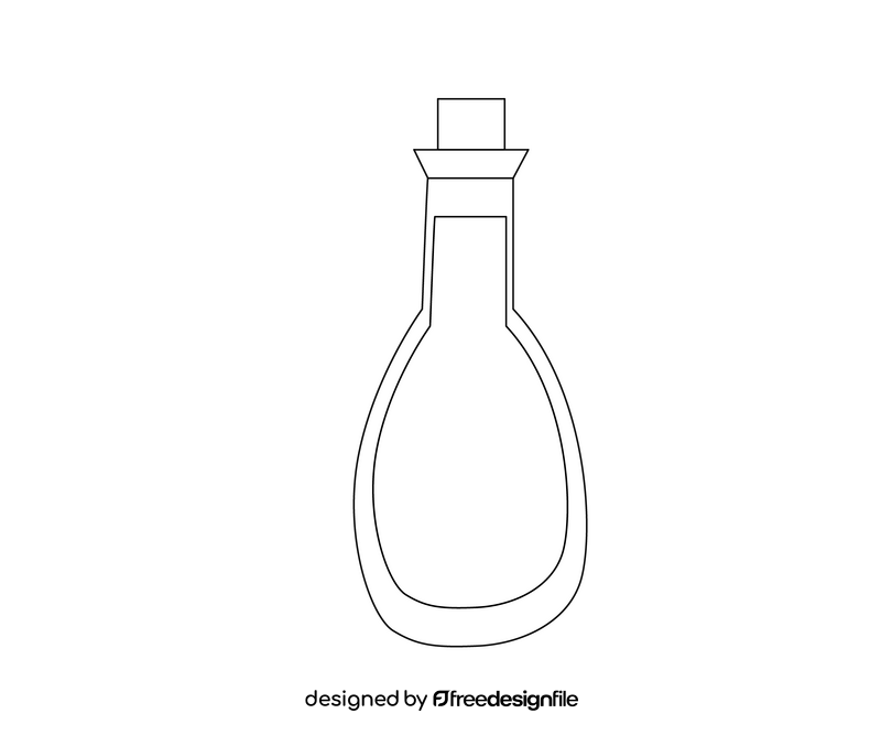 Olive oil in bottle drawing black and white clipart