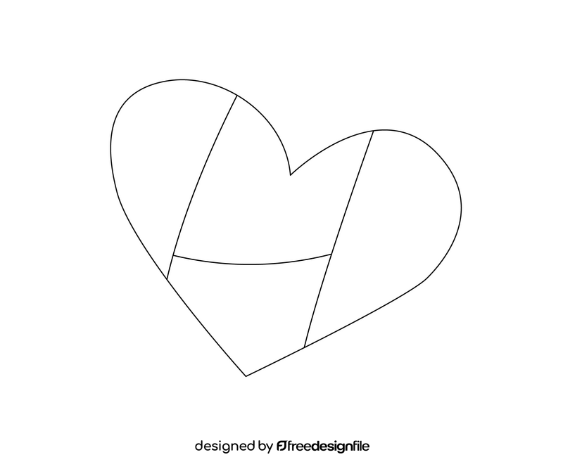 Heart shaped Italian flag black and white clipart