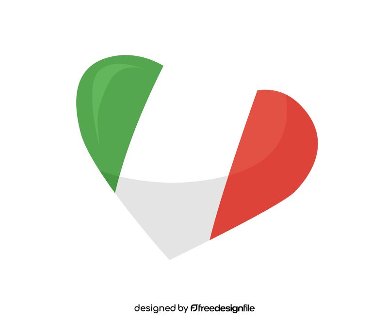Heart shaped Italian flag clipart