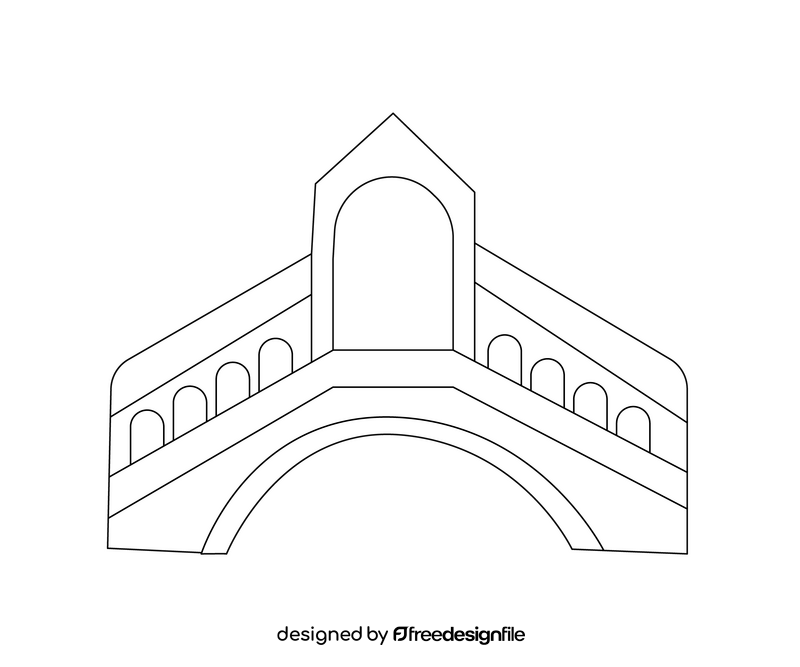 Italian bridge black and white clipart